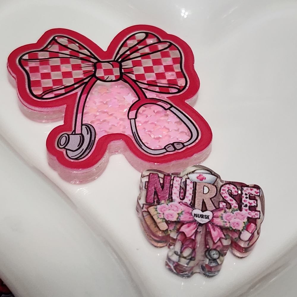 Nurse Bow Shaker Flatback Focal Bead Badge Keychain Crafts Beaded Pen Stethoscop
